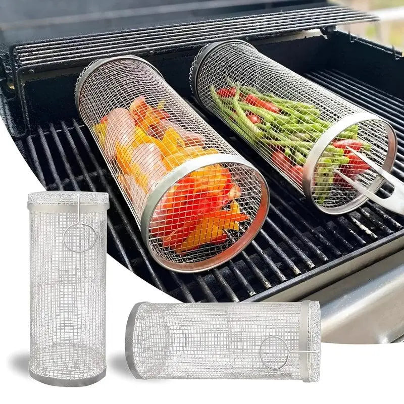Drehbarer Grillkorb für gleichmäßiges Garen ohne Aufwand