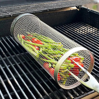 Drehbarer Grillkorb für gleichmäßiges Garen ohne Aufwand