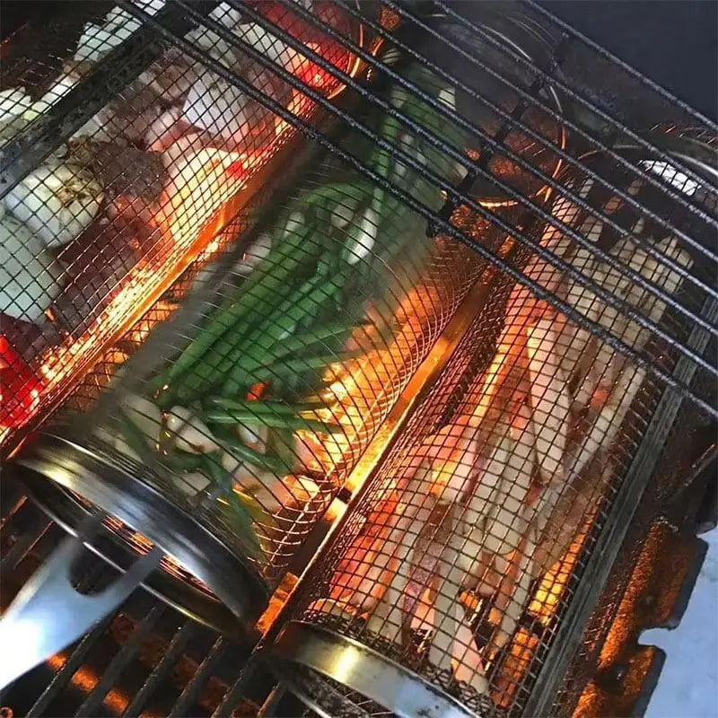 Drehbarer Grillkorb für gleichmäßiges Garen ohne Aufwand