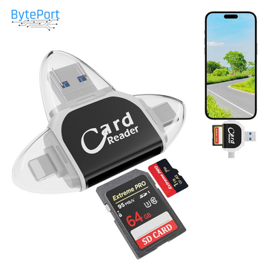BytePort 4-in-1 SD-Kartenleser – USB-C & USB 3.0