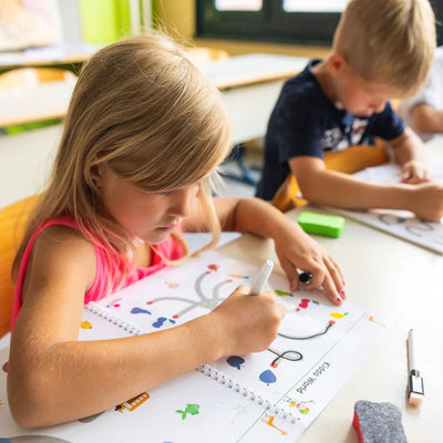 Curious Child – Schreib- und Löschheft für Schreibübungen, wiederverwendbar (64 Seiten, 3–6 Jahre)