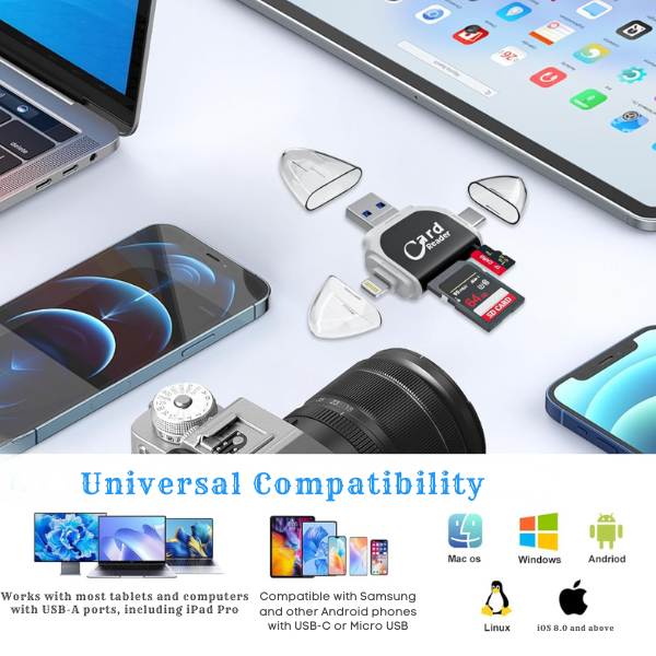 BytePort 4-in-1 SD-Kartenleser – USB-C & USB 3.0
