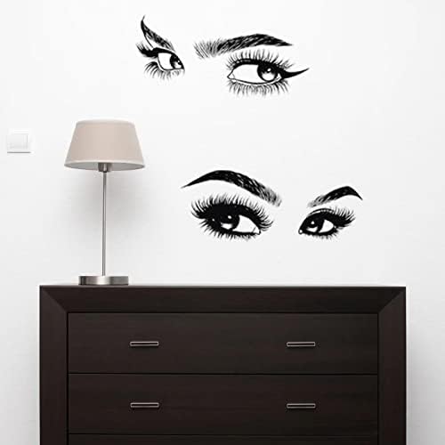 6 Stück Schwarze Frau Schönheit Augen Wandtattoo DIY Wimpern Augenbrauen Wandaufkleber Wohnzimmer Mädchen Schlafzimmer Büro Schönheitssalon Wanddeko