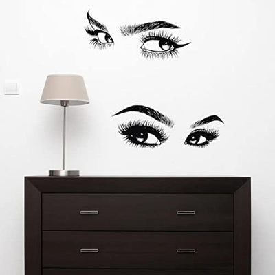 6 Stück Schwarze Frau Schönheit Augen Wandtattoo DIY Wimpern Augenbrauen Wandaufkleber Wohnzimmer Mädchen Schlafzimmer Büro Schönheitssalon Wanddeko