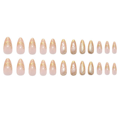 24 Stück Frühling Press-On Nägel Kurz Mandel, YIHONGYAN 3D Strass Muschel-Design Künstliche Nägel Press-Ons Blau Französische Nägel Acryl-Set Klebenägel Vollabdeckung Glitzer Nägel zum Aufkleben für Frauen