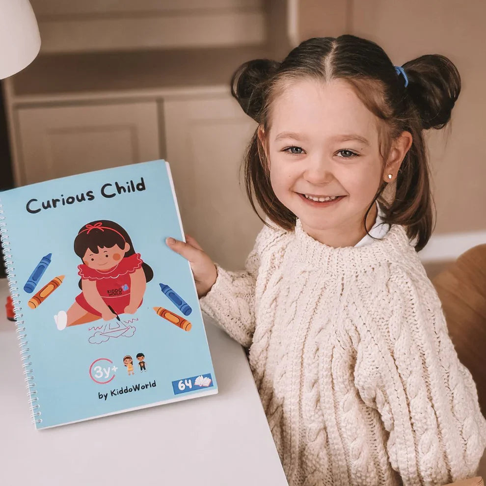 Curious Child – Schreib- und Löschheft für Schreibübungen, wiederverwendbar (64 Seiten, 3–6 Jahre)