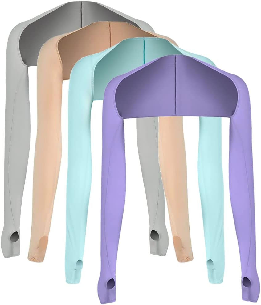 4 Stück UV-Schutz Sonnenschal Kühlende Armsleeves mit Daumenloch für Frauen und Männer Radfahren, Autofahren, Golf Ärmelüberzug