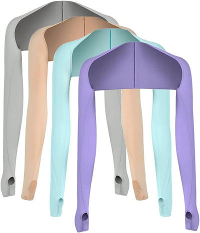 4 Stück UV-Schutz Sonnenschal Kühlende Armsleeves mit Daumenloch für Frauen und Männer Radfahren, Autofahren, Golf Ärmelüberzug