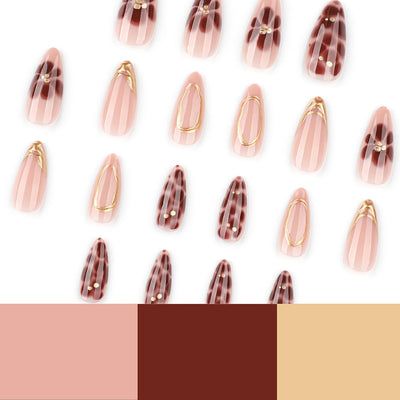 24 Stück Frühling Press-On Nägel Kurz Mandel, YIHONGYAN 3D Strass Muschel-Design Künstliche Nägel Press-Ons Blau Französische Nägel Acryl-Set Klebenägel Vollabdeckung Glitzer Nägel zum Aufkleben für Frauen