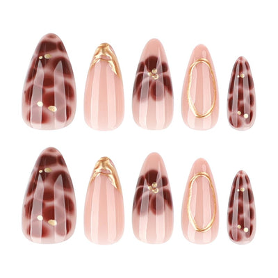 24 Stück Frühling Press-On Nägel Kurz Mandel, YIHONGYAN 3D Strass Muschel-Design Künstliche Nägel Press-Ons Blau Französische Nägel Acryl-Set Klebenägel Vollabdeckung Glitzer Nägel zum Aufkleben für Frauen