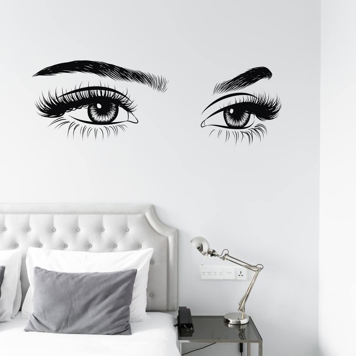 6 Stück Schwarze Frau Schönheit Augen Wandtattoo DIY Wimpern Augenbrauen Wandaufkleber Wohnzimmer Mädchen Schlafzimmer Büro Schönheitssalon Wanddeko