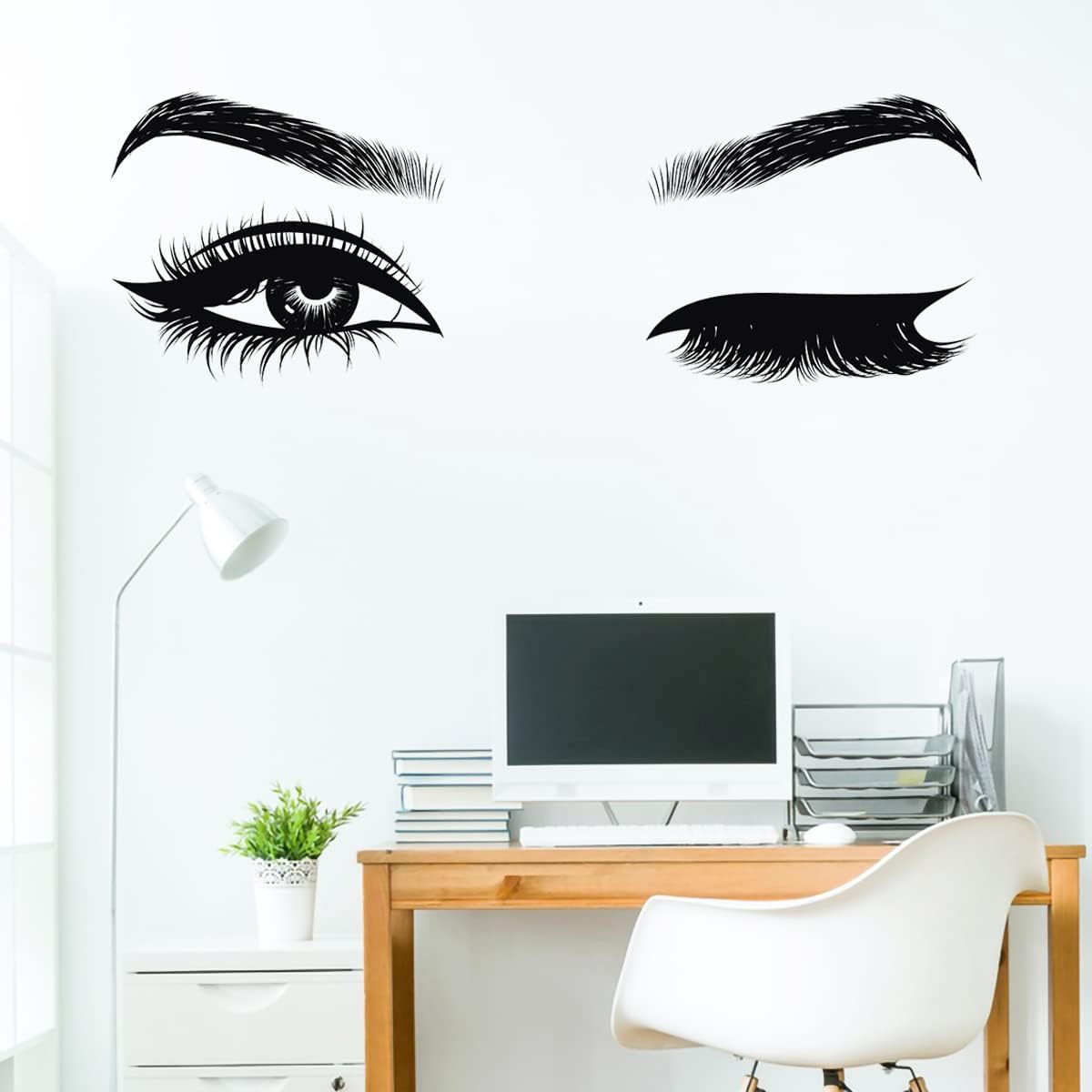 6 Stück Schwarze Frau Schönheit Augen Wandtattoo DIY Wimpern Augenbrauen Wandaufkleber Wohnzimmer Mädchen Schlafzimmer Büro Schönheitssalon Wanddeko