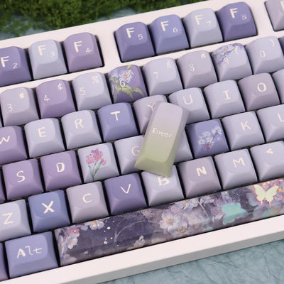 156 Tasten PBT Dye Sub Individuelle Lila Tastenkappen URE Profil Schmetterling Tastenkappen-Set Passend für 95% 75% 65% 60% Cherry Mx Switches Mechanische Tastatur