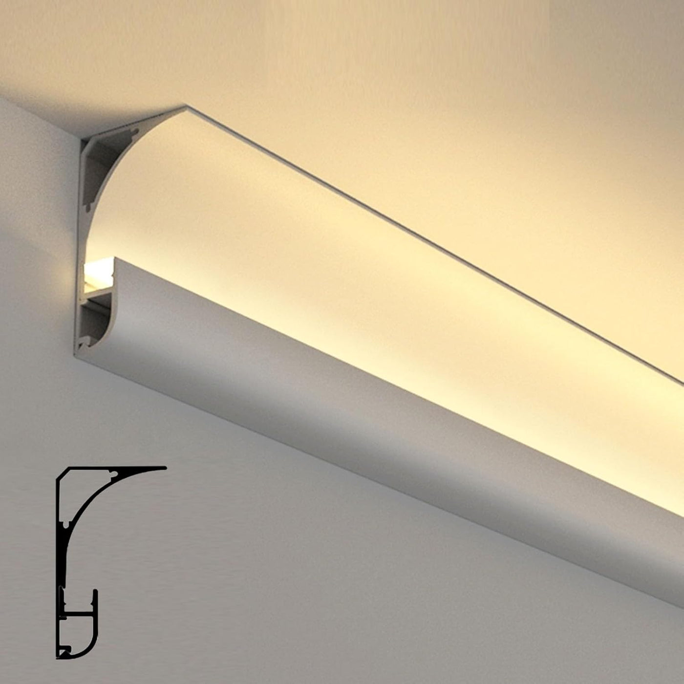 Crown Moulding LED-Kanal Aluminiumprofil, Indirekte Beleuchtung Zierleiste für Decke Boden Wand, Gesims- und Zierleisten-Diffusor 1m 1.2m 2m 4m 10m 18m (Weiß, 4 Meter/13.1 ft)