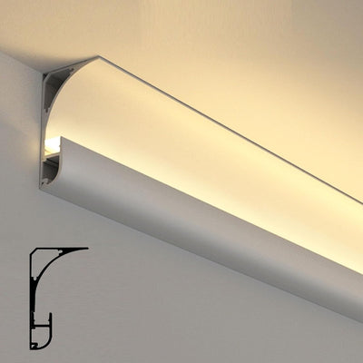 Crown Moulding LED-Kanal Aluminiumprofil, Indirekte Beleuchtung Zierleiste für Decke Boden Wand, Gesims- und Zierleisten-Diffusor 1m 1.2m 2m 4m 10m 18m (Weiß, 4 Meter/13.1 ft)