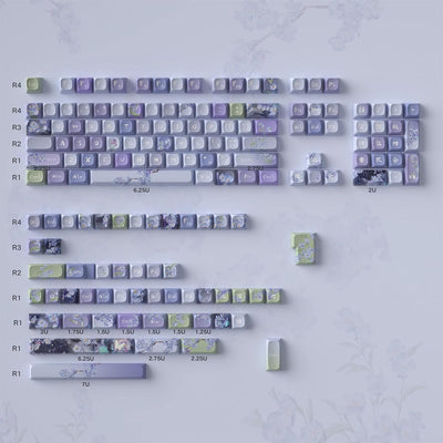 156 Tasten PBT Dye Sub Individuelle Lila Tastenkappen URE Profil Schmetterling Tastenkappen-Set Passend für 95% 75% 65% 60% Cherry Mx Switches Mechanische Tastatur