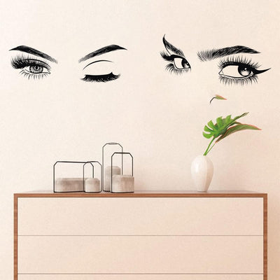 6 Stück Schwarze Frau Schönheit Augen Wandtattoo DIY Wimpern Augenbrauen Wandaufkleber Wohnzimmer Mädchen Schlafzimmer Büro Schönheitssalon Wanddeko