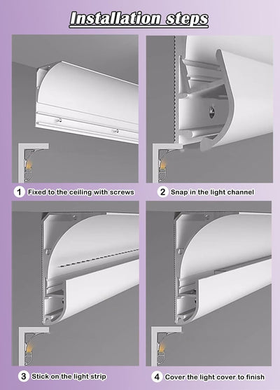 Crown Moulding LED-Kanal Aluminiumprofil, Indirekte Beleuchtung Zierleiste für Decke Boden Wand, Gesims- und Zierleisten-Diffusor 1m 1.2m 2m 4m 10m 18m (Weiß, 4 Meter/13.1 ft)