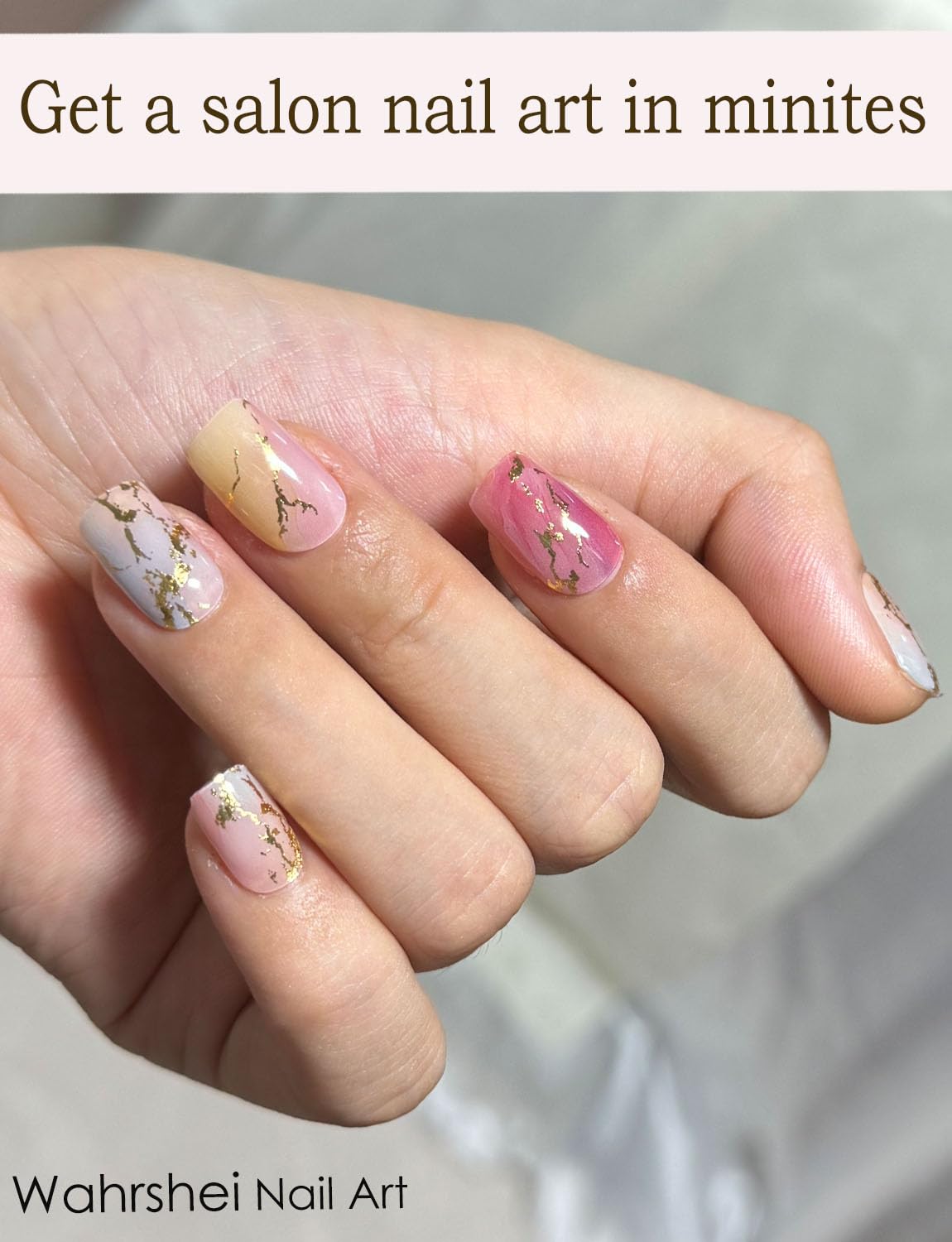 Semi Cured Gel Nail Strips, 20 Stück Gel Nagelaufkleber UV, Wraps für DIY Maniküre zu Hause (Transparent)