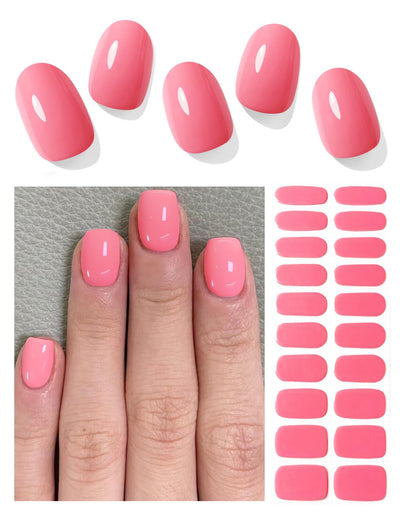 Semi Cured Gel Nail Strips, 20 Stück Gel Nagelaufkleber UV, Wraps für DIY Maniküre zu Hause (Transparent)