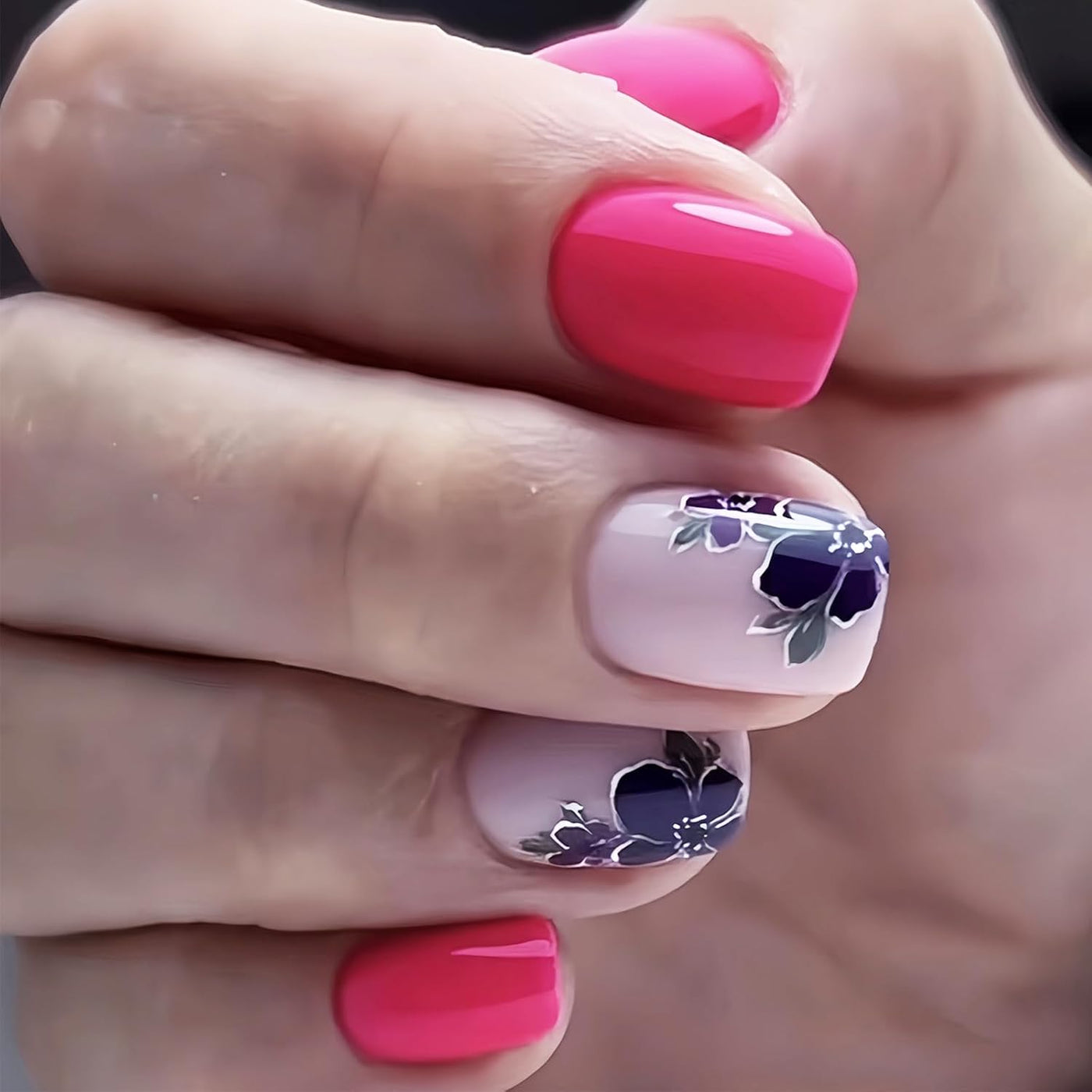 24 Stück Sommer Press-on-Nägel French Tips Medium Mandel Acryl Künstliche Nägel Sonnennägel zum Aufkleben Glänzende Orange Kurvenlinie Künstliche Nagelwellen Gelkleber Fingernägel für Maniküre Kunst Frauen Mädchen