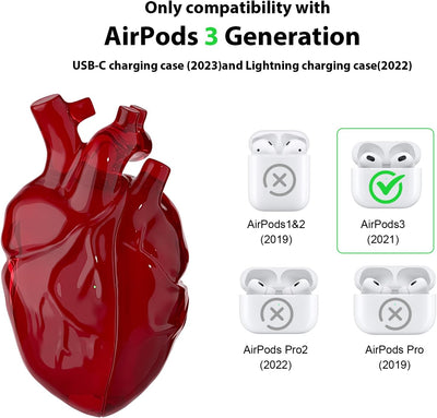 Flüssige Silikonhülle für AirPods Pro 2 – Kreatives Herzdesign, geeignet für Apple AirPods Pro 2. Generation Ladecase (Rot, AirPods Pro 1. / 2. Generation)