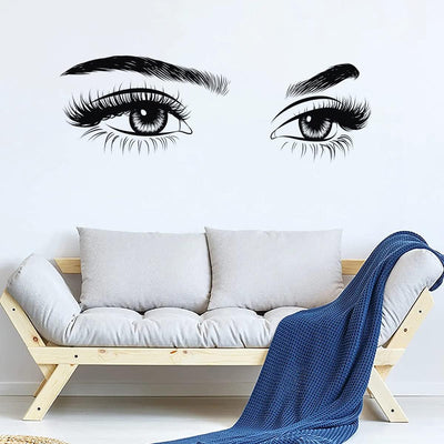 6 Stück Schwarze Frau Schönheit Augen Wandtattoo DIY Wimpern Augenbrauen Wandaufkleber Wohnzimmer Mädchen Schlafzimmer Büro Schönheitssalon Wanddeko