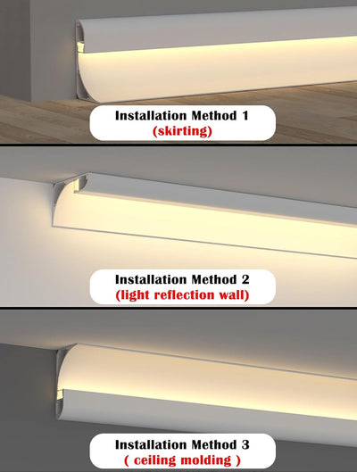 Crown Moulding LED-Kanal Aluminiumprofil, Indirekte Beleuchtung Zierleiste für Decke Boden Wand, Gesims- und Zierleisten-Diffusor 1m 1.2m 2m 4m 10m 18m (Weiß, 4 Meter/13.1 ft)