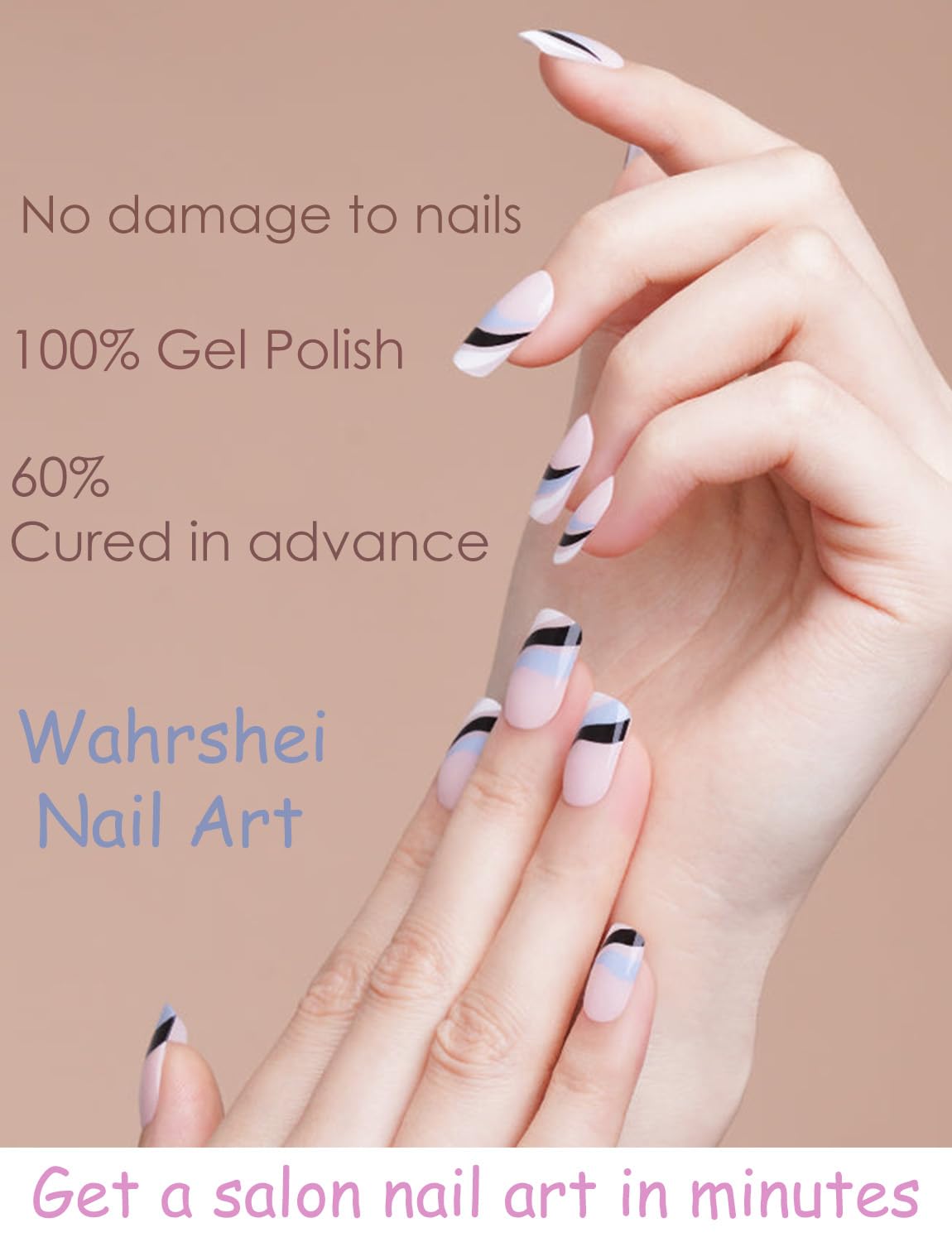 Semi Cured Gel Nail Strips, 20 Stück Gel Nagelaufkleber UV, Wraps für DIY Maniküre zu Hause (Transparent)