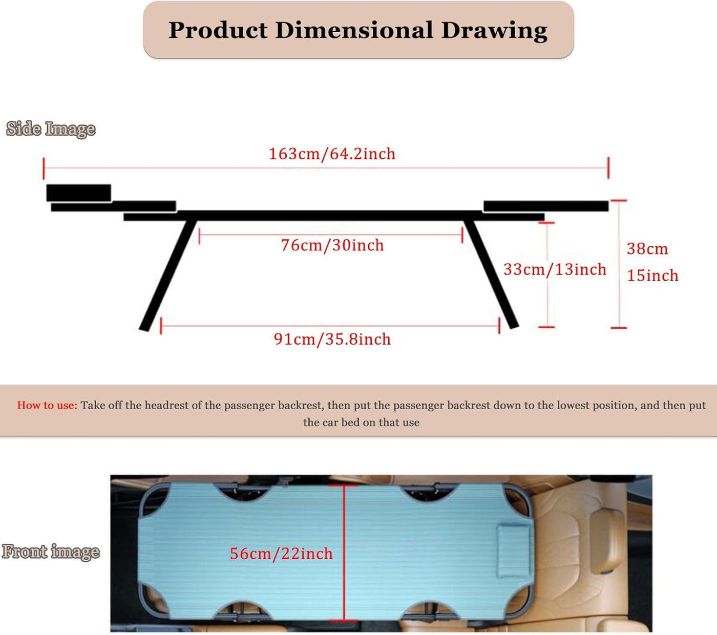 Tragbares Klappbares Campingbett Auto-Reisebett Nicht-aufblasbare Tragbare Universelle Schlaflösung Camping-Essentials Bett Büro Outdoor-Campingbett Roadtrip-Campingbett
