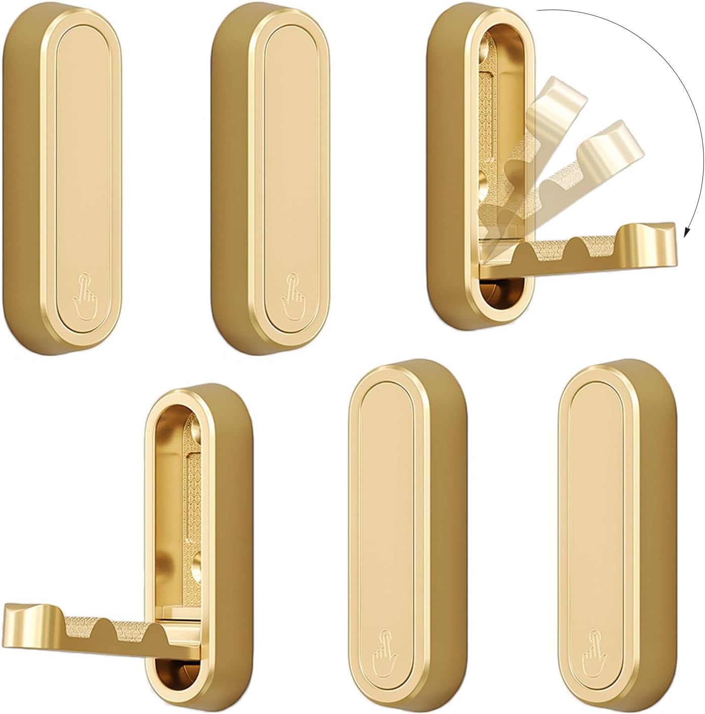 4PCS Klappbarer Mantelhaken, Schwerlast-Wandhaken aus Zinklegierung, Klappbare goldene Wandhaken zum Aufhängen von Mänteln, Schals, Hüten, Bademänteln, Schlüsseln, Taschen (Gold)