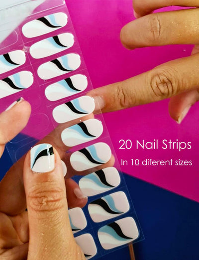 Semi Cured Gel Nail Strips, 20 Stück Gel Nagelaufkleber UV, Wraps für DIY Maniküre zu Hause (Transparent)