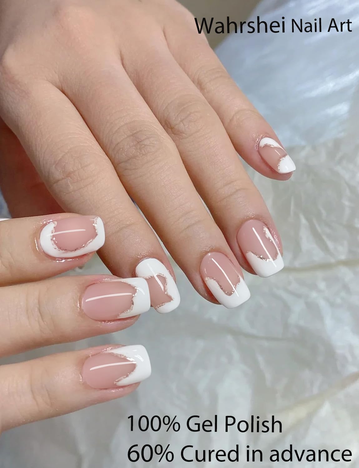 Semi Cured Gel Nail Strips, 20 Stück Gel Nagelaufkleber UV, Wraps für DIY Maniküre zu Hause (Transparent)