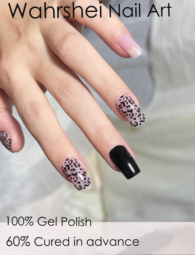 Semi Cured Gel Nail Strips, 20 Stück Gel Nagelaufkleber UV, Wraps für DIY Maniküre zu Hause (Transparent)
