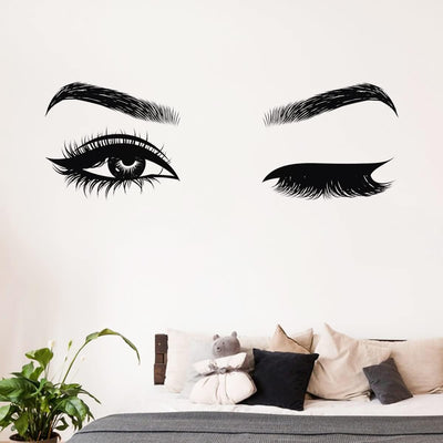 6 Stück Schwarze Frau Schönheit Augen Wandtattoo DIY Wimpern Augenbrauen Wandaufkleber Wohnzimmer Mädchen Schlafzimmer Büro Schönheitssalon Wanddeko