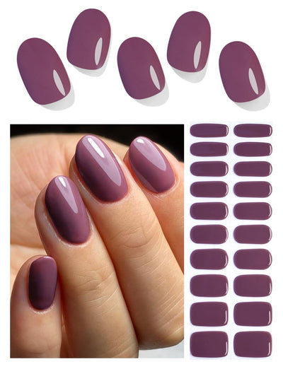 Semi Cured Gel Nail Strips, 20 Stück Gel Nagelaufkleber UV, Wraps für DIY Maniküre zu Hause (Transparent)