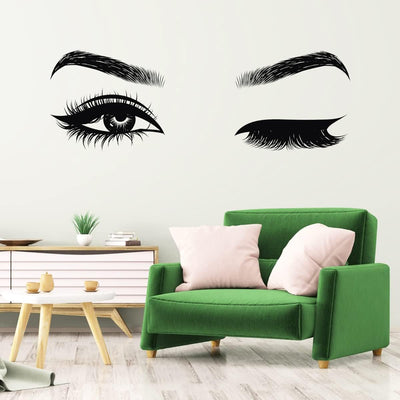 6 Stück Schwarze Frau Schönheit Augen Wandtattoo DIY Wimpern Augenbrauen Wandaufkleber Wohnzimmer Mädchen Schlafzimmer Büro Schönheitssalon Wanddeko