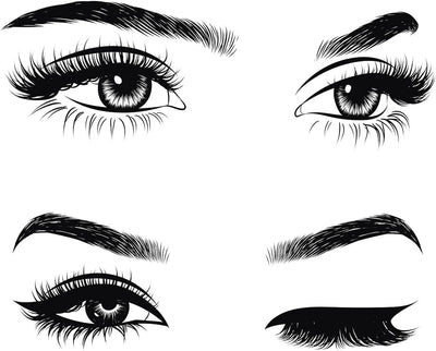 6 Stück Schwarze Frau Schönheit Augen Wandtattoo DIY Wimpern Augenbrauen Wandaufkleber Wohnzimmer Mädchen Schlafzimmer Büro Schönheitssalon Wanddeko