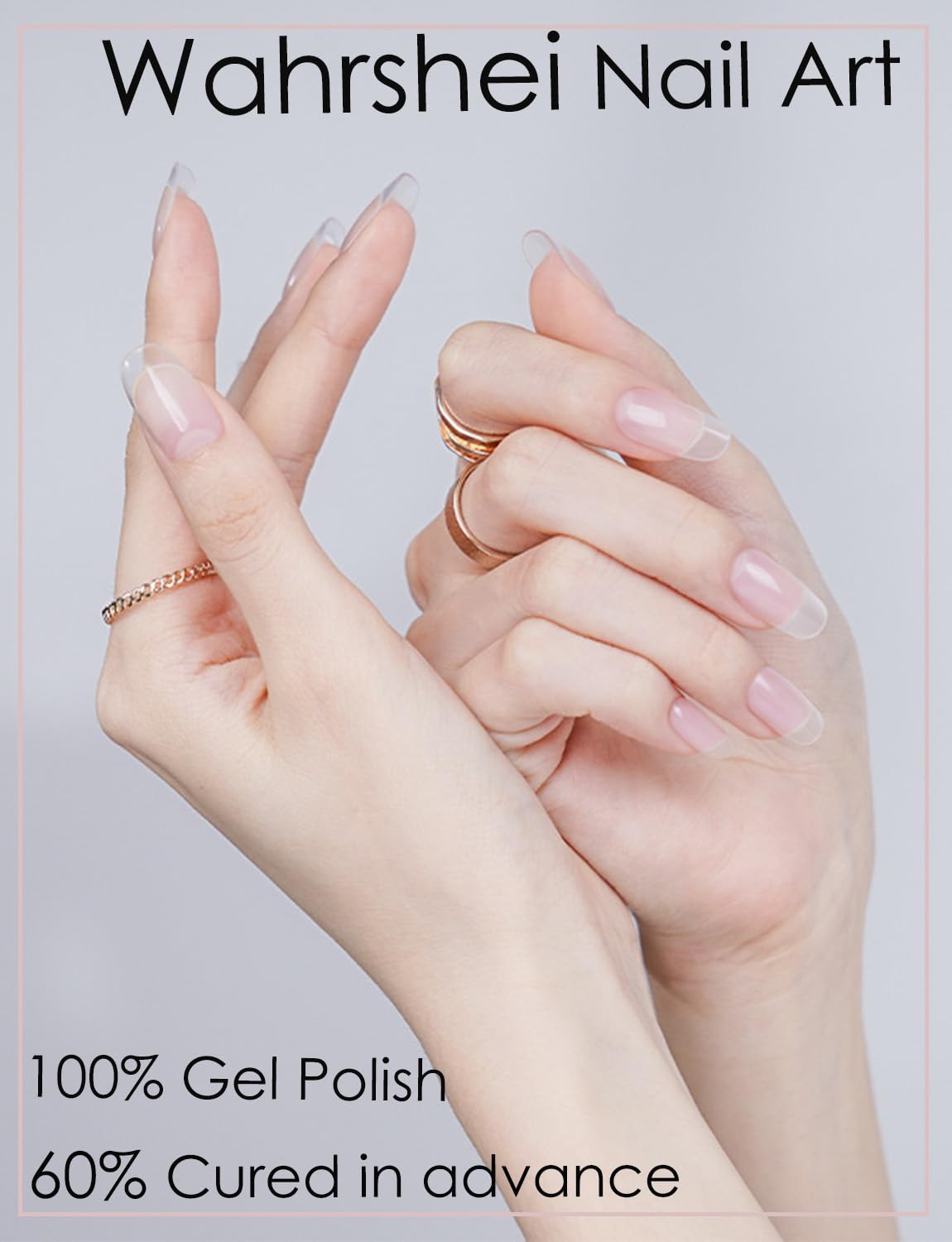 Semi Cured Gel Nail Strips, 20 Stück Gel Nagelaufkleber UV, Wraps für DIY Maniküre zu Hause (Transparent)