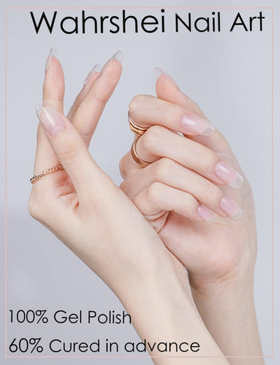 Semi Cured Gel Nail Strips, 20 Stück Gel Nagelaufkleber UV, Wraps für DIY Maniküre zu Hause (Transparent)