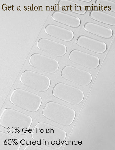 Semi Cured Gel Nail Strips, 20 Stück Gel Nagelaufkleber UV, Wraps für DIY Maniküre zu Hause (Transparent)