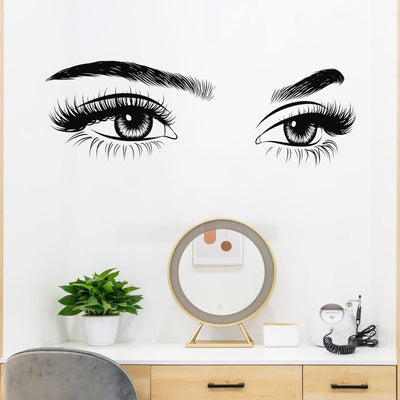 6 Stück Schwarze Frau Schönheit Augen Wandtattoo DIY Wimpern Augenbrauen Wandaufkleber Wohnzimmer Mädchen Schlafzimmer Büro Schönheitssalon Wanddeko