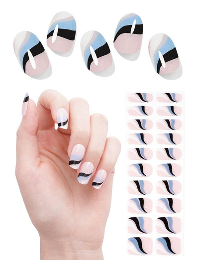 Semi Cured Gel Nail Strips, 20 Stück Gel Nagelaufkleber UV, Wraps für DIY Maniküre zu Hause (Transparent)