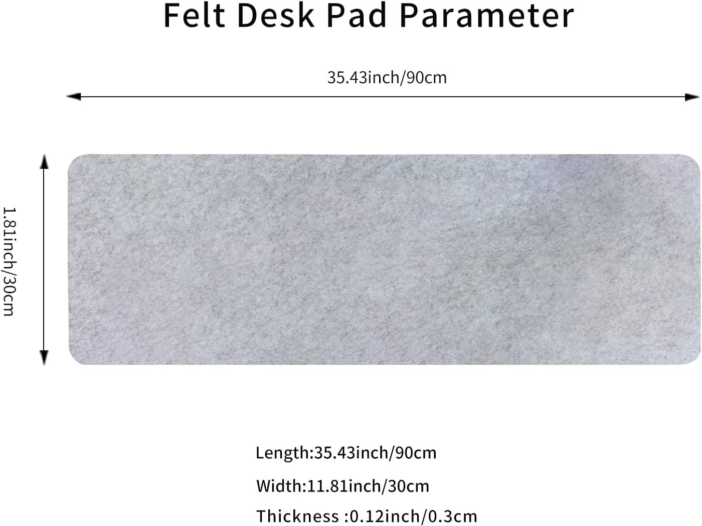 DawnTrees Filz-Schreibtischunterlage, Tastaturmatte (90x30 cm), große Filz-Mausmatte, XL-Computer-Schreibtischmatte, Schreibtischschutz für das Büro (Hellgrau)