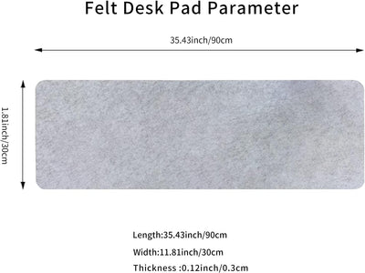 DawnTrees Filz-Schreibtischunterlage, Tastaturmatte (90x30 cm), große Filz-Mausmatte, XL-Computer-Schreibtischmatte, Schreibtischschutz für das Büro (Hellgrau)