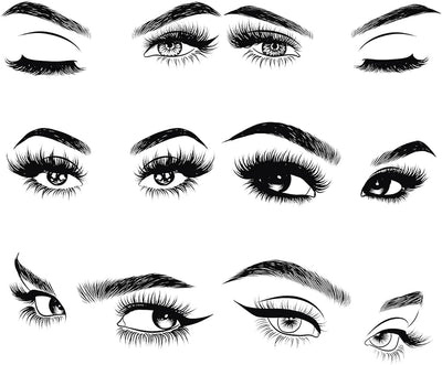 6 Stück Schwarze Frau Schönheit Augen Wandtattoo DIY Wimpern Augenbrauen Wandaufkleber Wohnzimmer Mädchen Schlafzimmer Büro Schönheitssalon Wanddeko