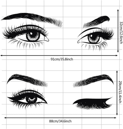 6 Stück Schwarze Frau Schönheit Augen Wandtattoo DIY Wimpern Augenbrauen Wandaufkleber Wohnzimmer Mädchen Schlafzimmer Büro Schönheitssalon Wanddeko