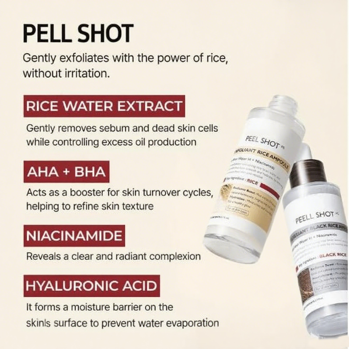 Peel Shot Glow Rice Ampoule Duo - Serums for Brightening, Exfoliating, and Moisturizing🌾