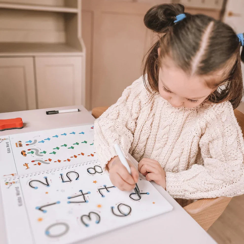 Curious Child – Schreib- und Löschheft für Schreibübungen, wiederverwendbar (64 Seiten, 3–6 Jahre)