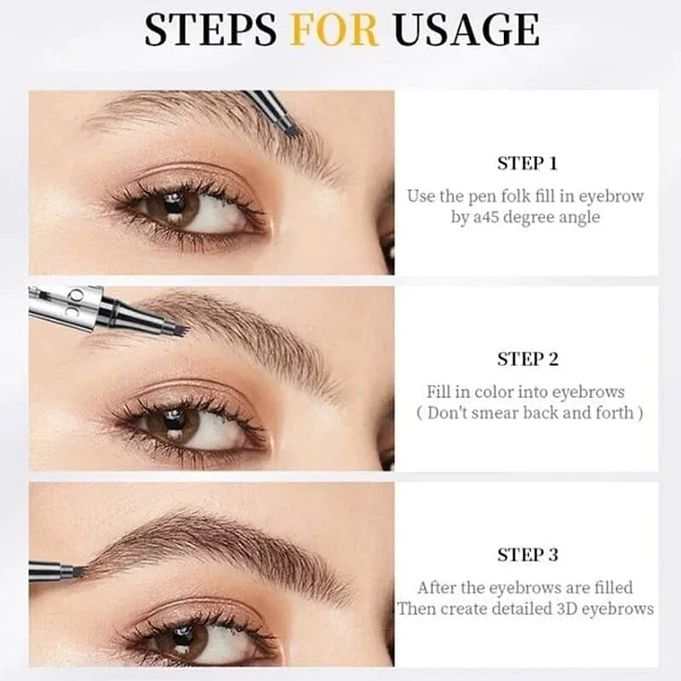 3D Wasserdichter Microblading Augenbrauenstift mit 4-Zack-Spitze – Tattoo-Effekt